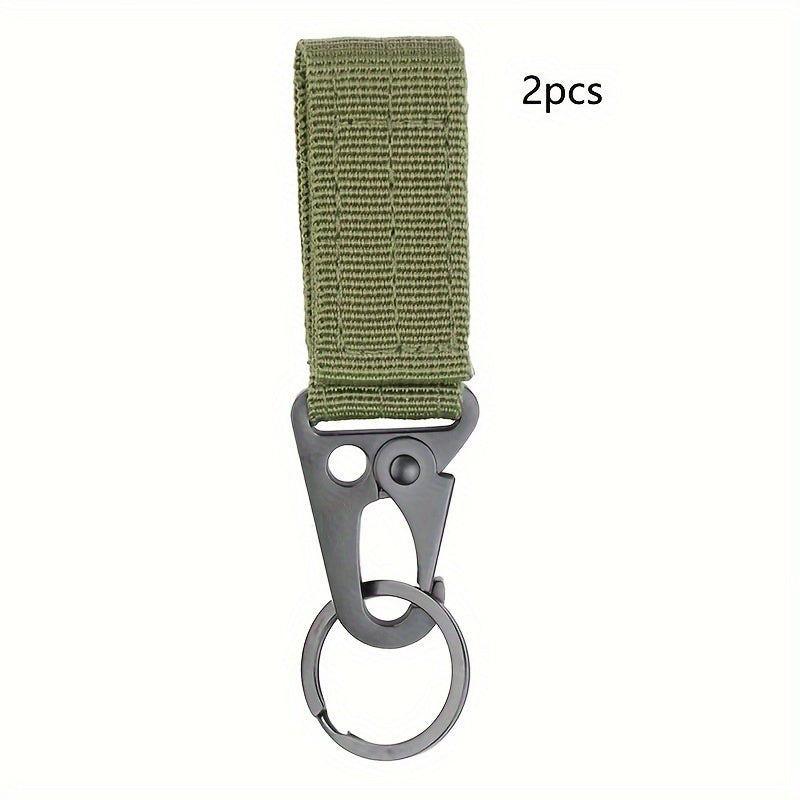 2pcs Molle Clip Buckle Nylon Belt Key Ring Holder Carabiner Hook