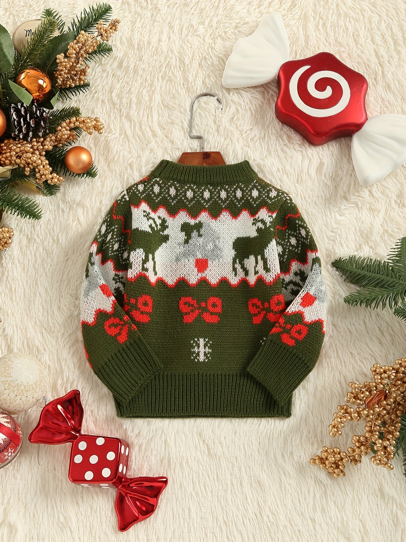 Christmas Jacquard Knit Little Girls Sweater