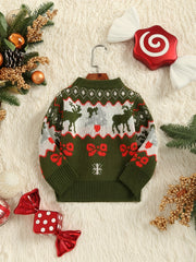 Christmas Jacquard Knit Little Girls Sweater