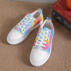 Women's Tie Dye Canvas Shoes Lace Up Low Top Sneakers Lightweight