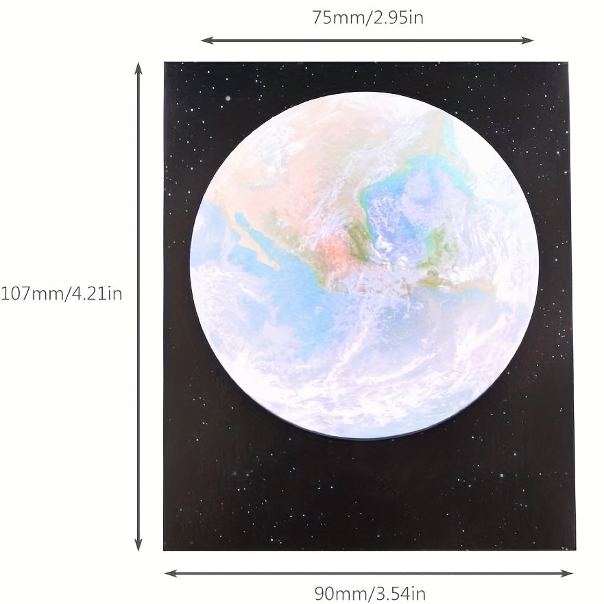 6pcs Planet Sticky Notes Moon Earth Planet Notes Self Adhesive 3 Inches
