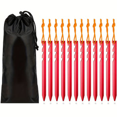 12pcs Heavy Duty Tent Stakes w/ Reflective Rope for Camping, Hiking