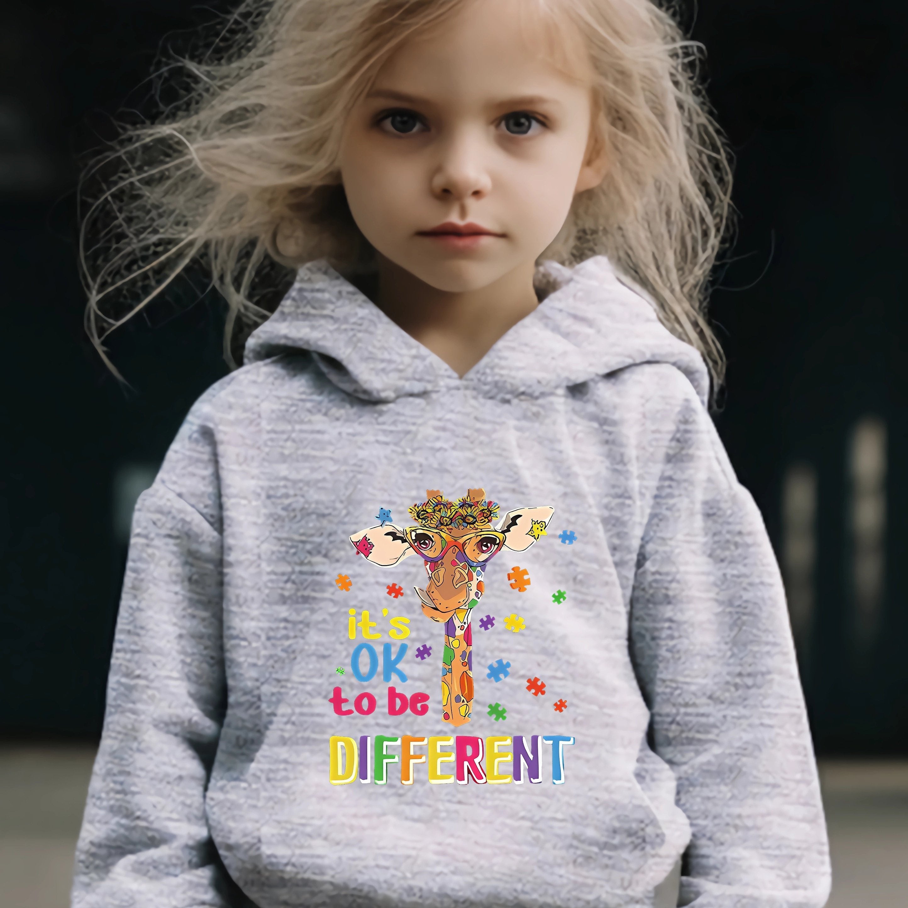 Giraffe Print Hoodie & Pants Set for Girls, Sporty Outfit