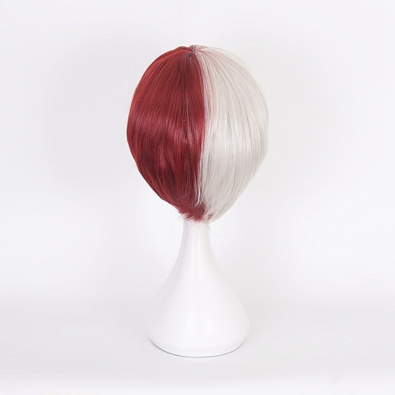 Men's Red Anime Character Wig Short with Bangs Costume for Cosplay Parties