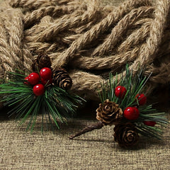 10 Christmas Mini Pine Needles Tree Decorations Simulated Flowers