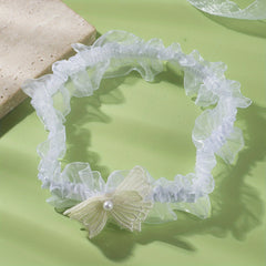 Yellow Lace Garters Bridal Faux Pearl Bowknot Garter Belt Stretch Thigh Leg Ring