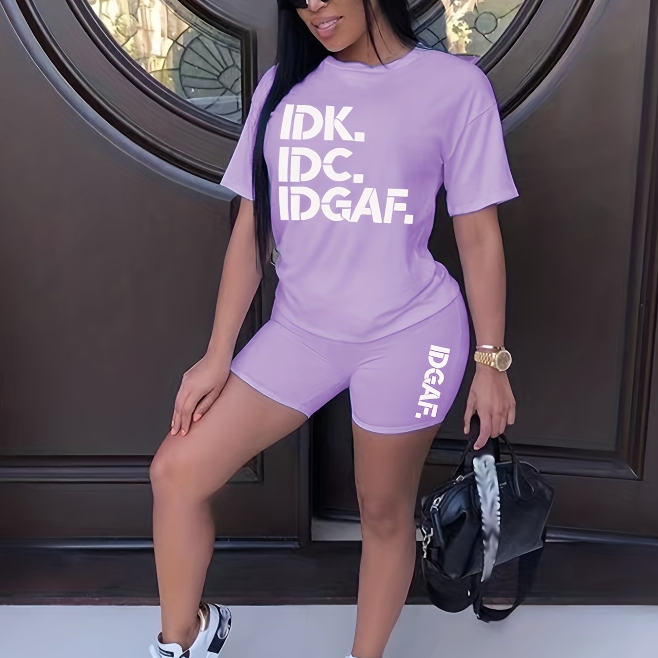 Crew Neck Tee & Slim Shorts Two piece Set