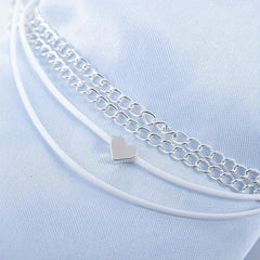 Heart & Double Chain Anklet for Men & Women