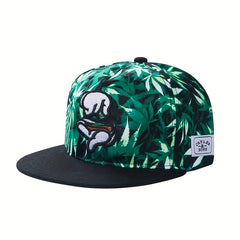 Leaf Print Baseball Cap Hip Hop Hands Embroidered Snapback Hat Unisex