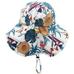 Kids Ocean Animal Print Bucket Hat With Shawl Protective Wide Brim Basin Hat