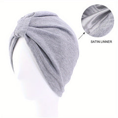 Satin Lined Double Layer Turban Cap Head Wrap Elastic Bonnet Head Scarf