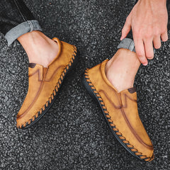 Men's Slip On Loafers Breathable Shoes Dark Brown