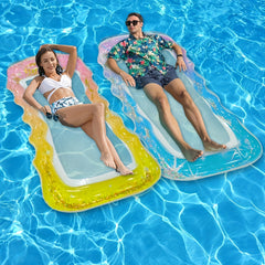 Colorful Inflatable Pool Lounger for Adults with Headrest