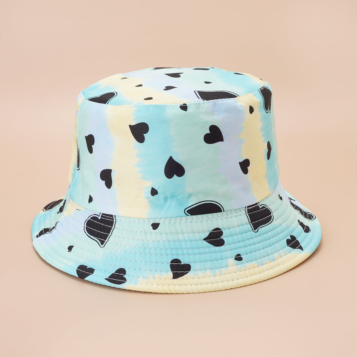 Love Heart Print Graffiti Bucket Hat Sun Hat Japanese Style Fisherman Hat