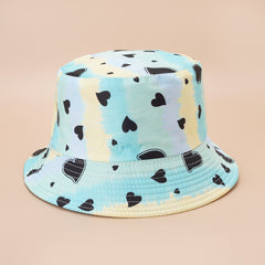 Love Heart Print Graffiti Bucket Hat Sun Hat Japanese Style Fisherman Hat