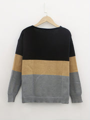 V Neck Slit Sweater Long Sleeve Women's Pullover