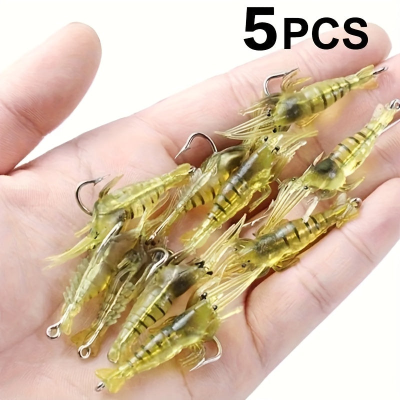 5pcs Bionic Soft Shrimp Lure with Hook for Freshwater & Saltwater