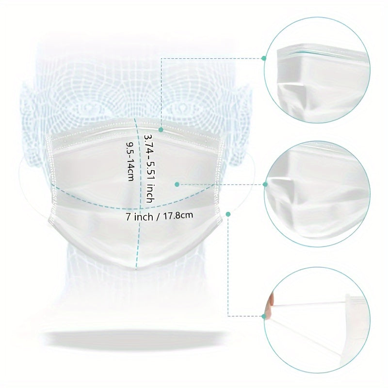 100pcs 3 Layer Disposable Face Masks Protective 3 Ply Breathable Comfortable