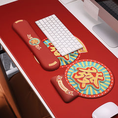 Oversized Red Festive Wrist Pad Mouse Pad Keyboard Hand Rest Table Mat