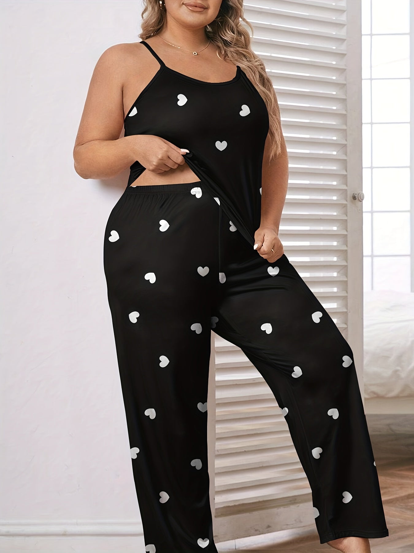 Heart Print Pajama Set for Women