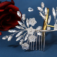 Acrylic Flower & Rhinestone Hair Comb Bridal Wedding Headwear