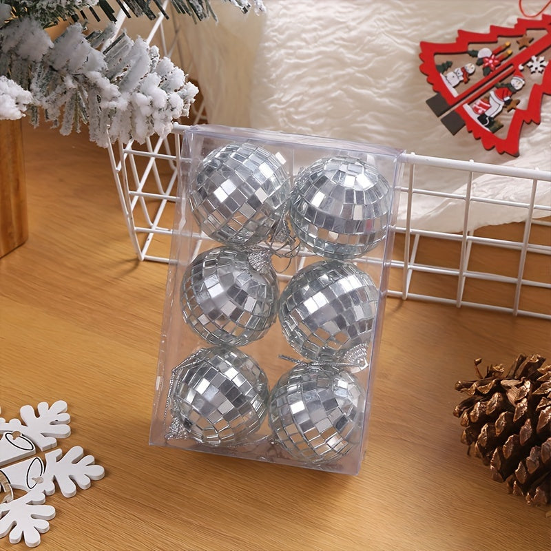 6pcs Glass Mirror Reflective Ball Christmas Tree Hanging Ornaments