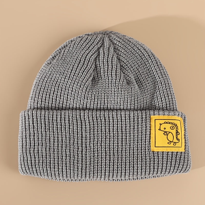 Dinosaur Patch Beanie Hat Woolen Knitted Hat
