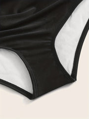 Ruched High Waist Bikini Bottoms Solid Swim Briefs Women's Swimwear