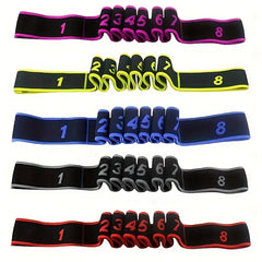 Yoga Elastic Resistance Band with 8 Rings for Home Fitness
