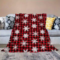 Winter Snowflake Plaid Blanket Soft Christmas Snowflake Blanket