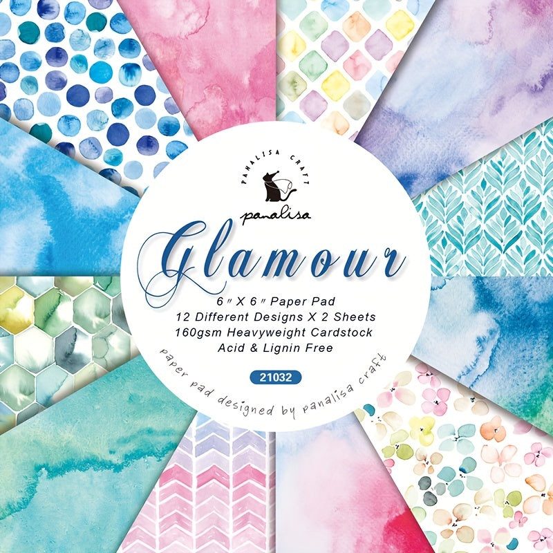 24pcs Glamour Theme Scrapbook Paper Pad for DIY Crafts