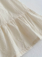 Toddler Girl Lace Jacquard Square Neck Dress Summer Sundress
