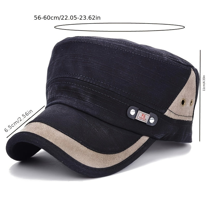 Men's Distressed Vintage Military Flat Top Sun Hat