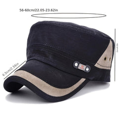 Men's Distressed Vintage Military Flat Top Sun Hat