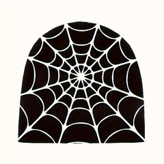 Y2K Winter Warm Beanie Hat with Spider Web Pattern