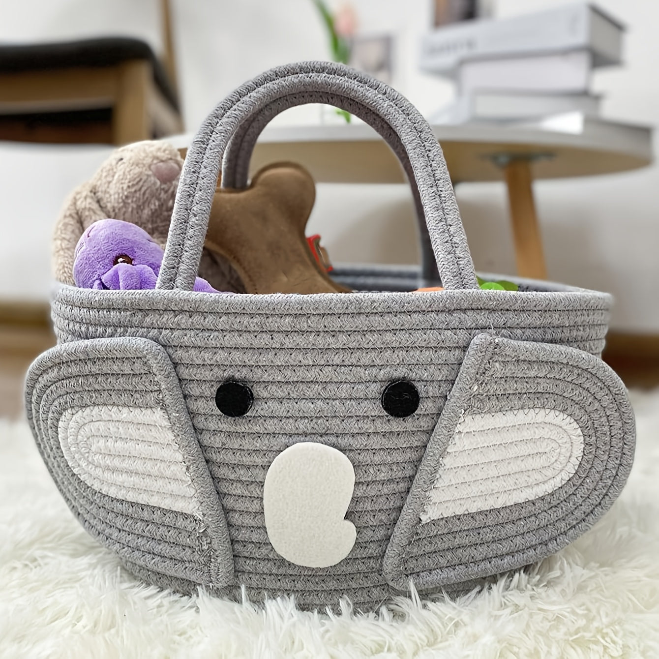 Elephant Themed Diaper Storage Basket Durable Polyester