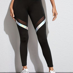 Mesh Patchwork Yoga Leggings Butt Lifting Striped Stretchy Sexy Sports Pants