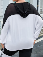 Colorblock Letter Print Hoodie Sports Top Plus Size