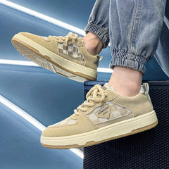 Men's Checkered Lace-up Skate Shoes Breathable with Grip