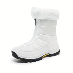 Women's Zipper Front Thermal Snow Boots Non slip Mid Calf Boots