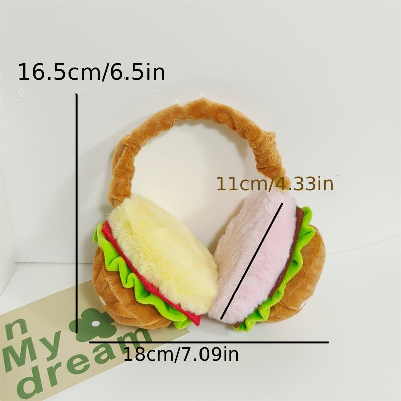 Hamburger Plush Earmuffs for Women Soft Faux Fur Ear Warmers