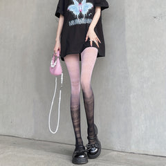 Ombre Jacquard Tights High Waist Mesh Pantyhose