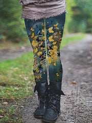 Casual Pants Women's Plus Butterfly Print High Rise Skinny Trousers
