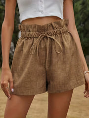 Ruffle Trim Drawstring Shorts for Women