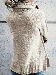 Solid Long Sleeve Turtle Neck High Stretch Jumper