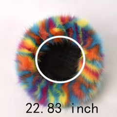 Rainbow Striped Plush Bucket Hat Lightweight Warm Bucket Hat