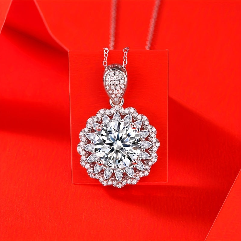5ct Moissanite Necklace 925 Silver Women's Pendant Chain Jewelry Decor