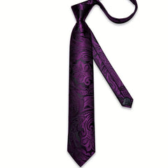 Men's Purple Stripes Floral Ties Set Necktie