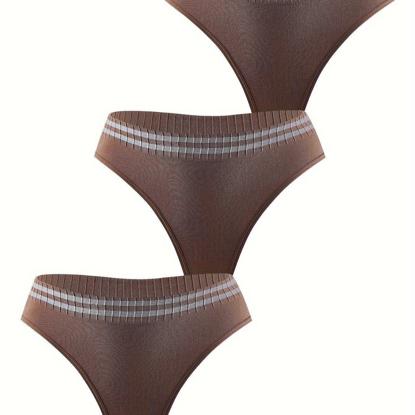 3 Pack Plus Size Striped Thongs - High Stretch Soft Panties Set
