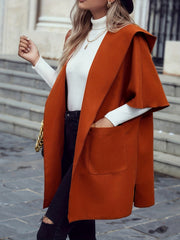 Vintage Hooded Coat with Pockets Women's Outerwear
